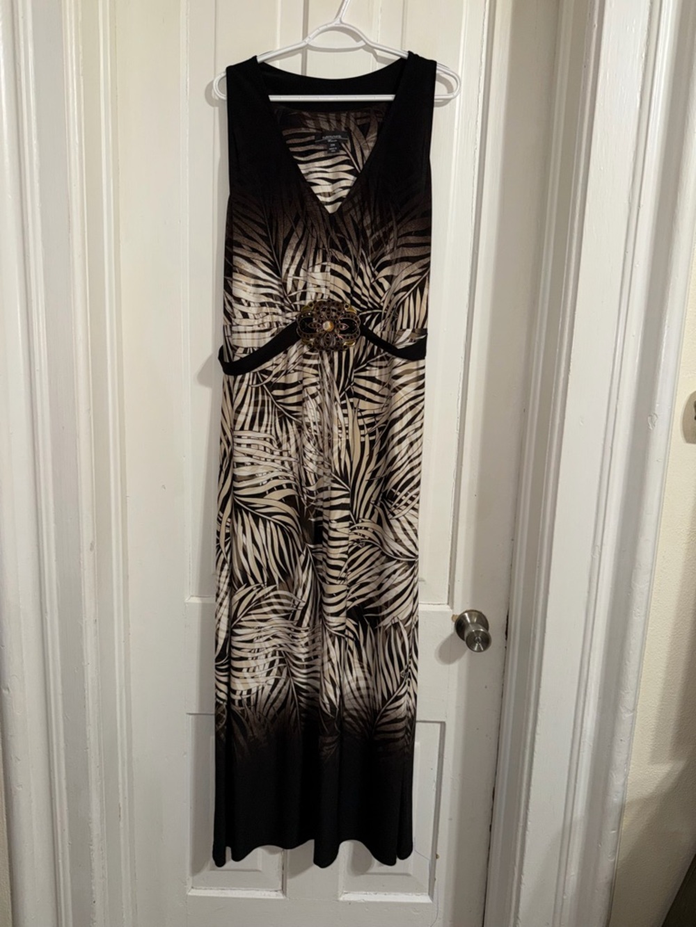 Women's plus size 20W‎ R&M Richards Palm-Print Sleeveless Maxi Dress summer